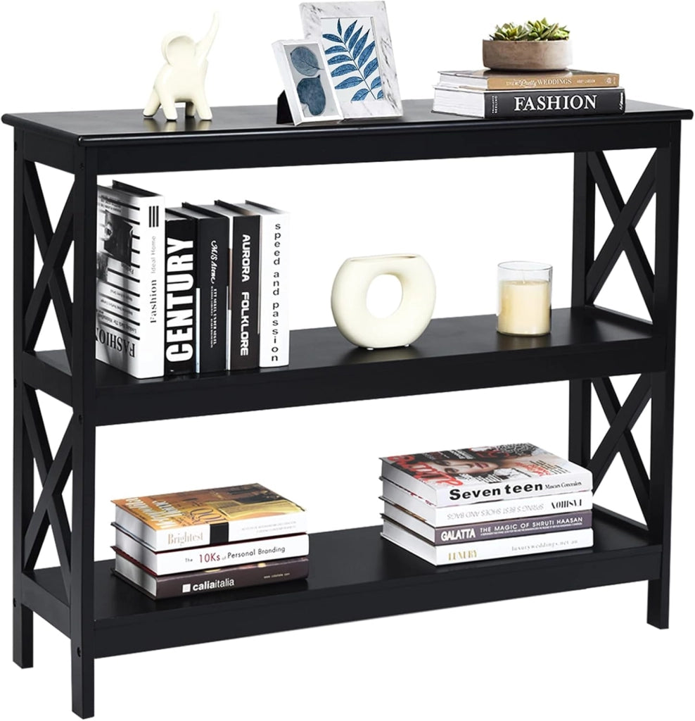 Tavolo Consolle a 2/3 Ripiani, Tavolo d’Ingresso in Legno, Mobile Multifunzionale per Soggiorno e Corridoio, 100 x 30 x 80cm, Portata Massima 30 kg (3 Ripiani, Bianco)
