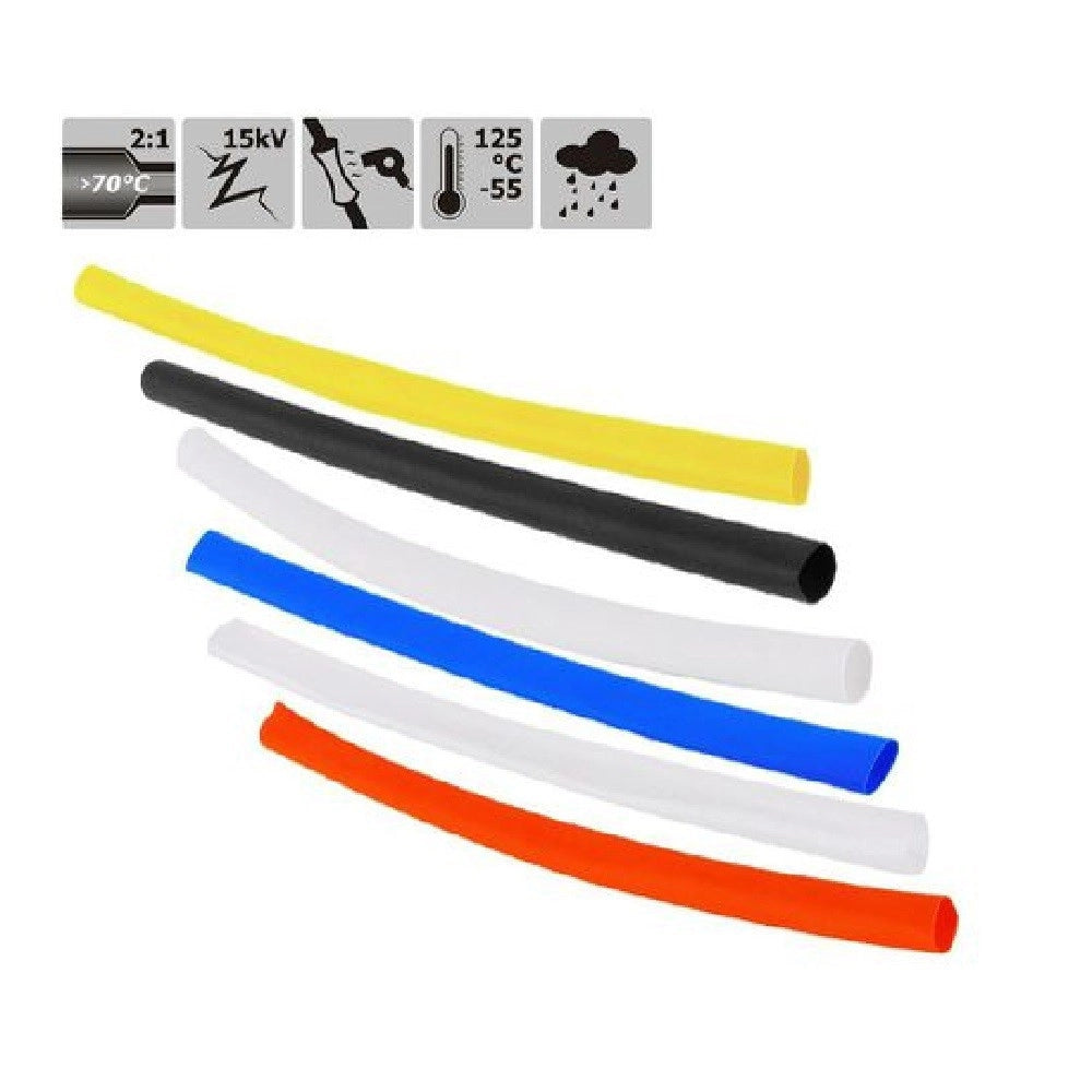 Trade Shop - Set 10 Pz Guaine Termorestringenti Termoretrattili Colorate 12x120 Mm Cavi 57096 -