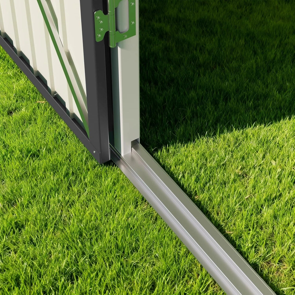 Casetta per attrezzi in metallo,Capanno per Attrezzi da Giardino in Metallo con Ripiani Regolabili, Tetto Inclinato, Prese d'Aria,per Prato, Patio e Cortile161x94x182CM,Grigio
