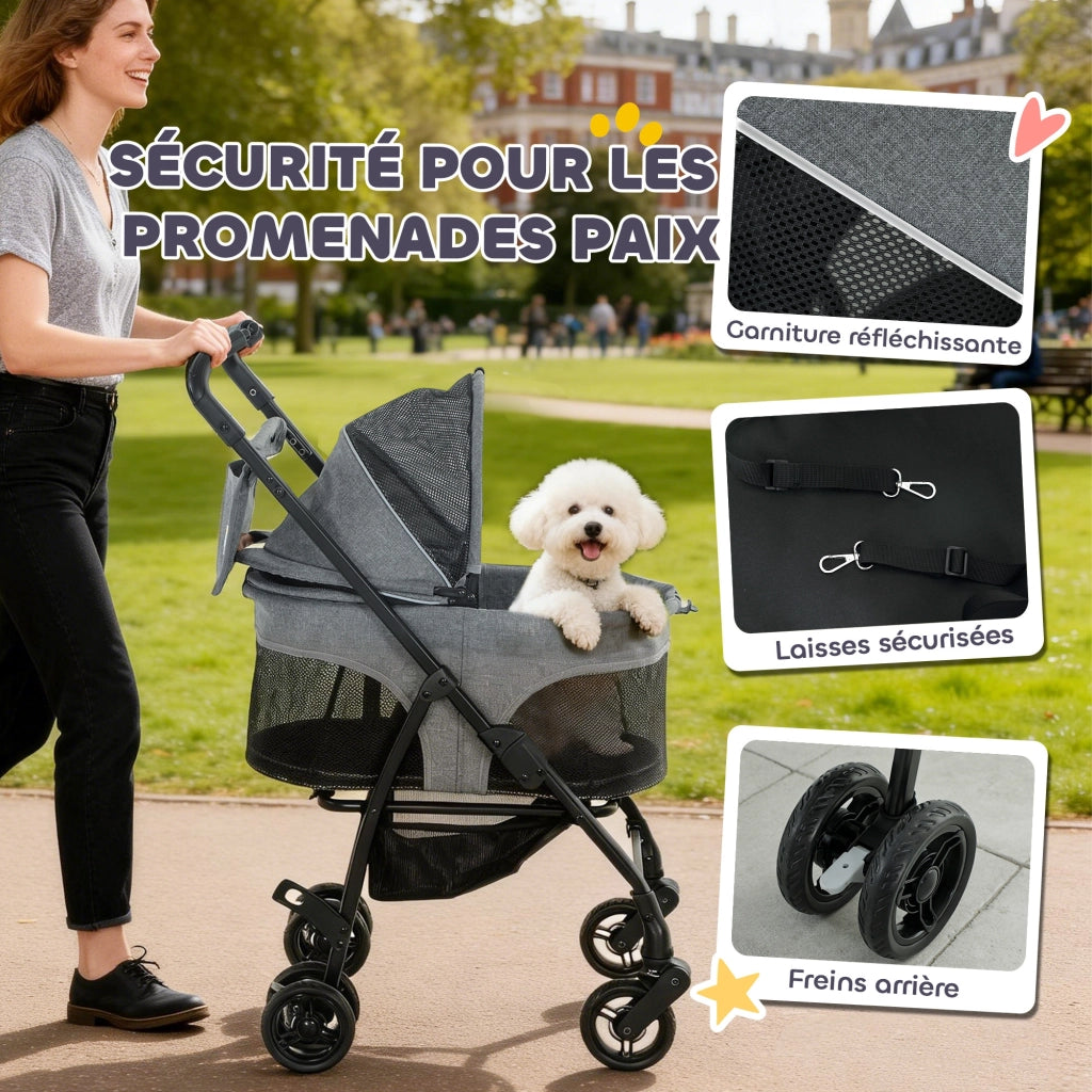 Cuscino per Cane Pieghevole Grigio ¨C zephmum ¨C 3 in 1 Nacelle Sospensione