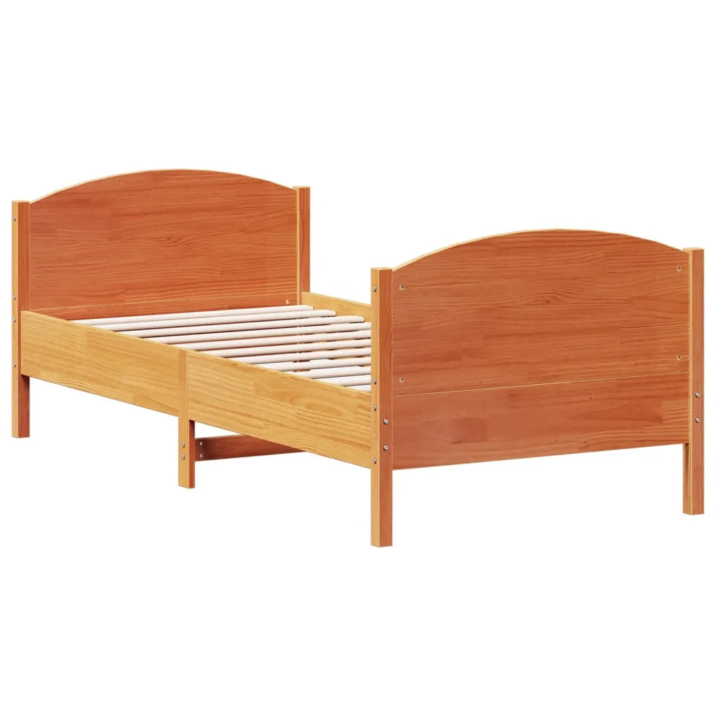 Letto senza Materasso Marrone Cera 75x190 cm in Legno di Pino