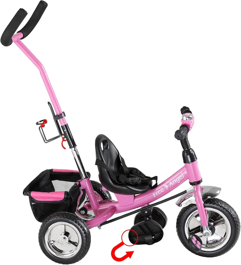 ® Triciclo per Bambini 2in1 con Maniglia Sicurezza Portaoggetti Bici per Imparare Giocando Pedali Removibili con Cestino
