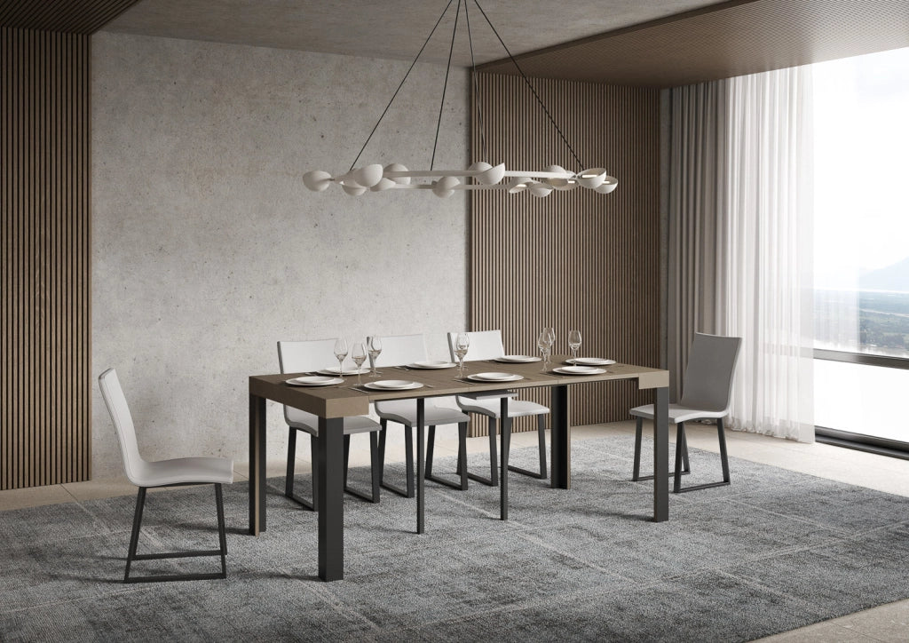 Consolle Allungabile 90-196x40x77 cm Linea Small Tortora Telaio Antracite