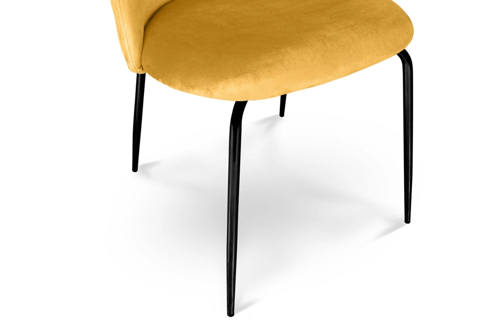 Set di 2 sedie da pranzo imbottite in velluto giallo senape piede nero – Nicole - SD32NIPN