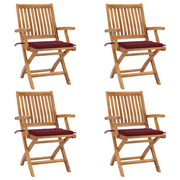 Sedie da Giardino Pieghevoli con Cuscini 4 pz Massello di Teak cod mxl 72160