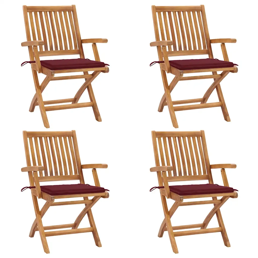 Sedie da Giardino Pieghevoli con Cuscini 4 pz Massello di Teak cod mxl 72160