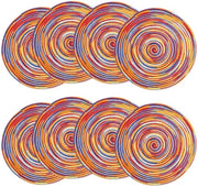 Set di tovagliette colorate a rullo di 8, tappeti da cucina arcobaleno intrecciati, 38 cm