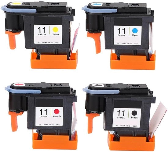 Sostituzione Afdrukkop - 4 Pezzi - Printkop - Magenta/Nero/Ciano/Giallo - Compatibile con DesignJet 100/110/111/500/510/800/813/850 - Materiale ABS