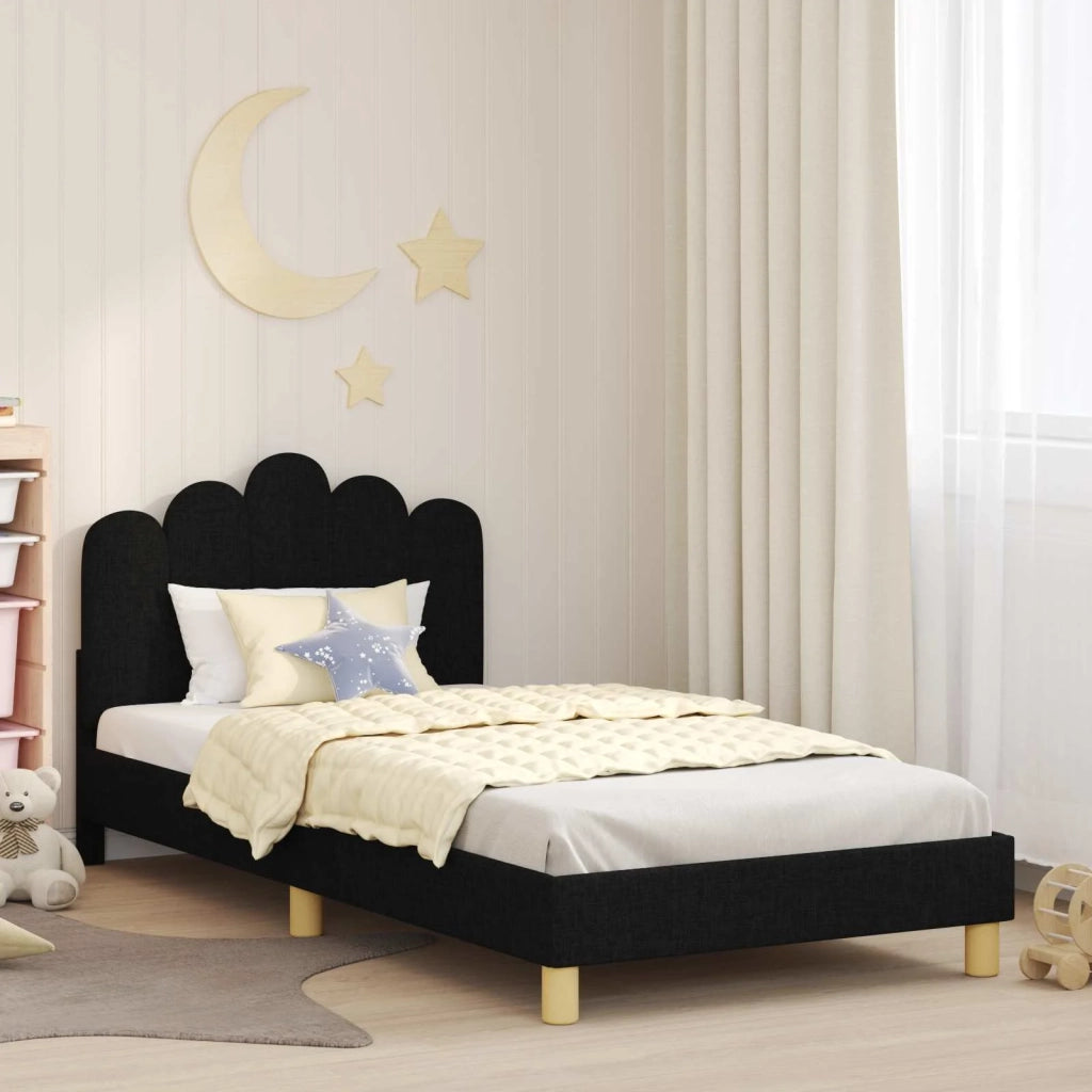 Struttura letto bambini con testata Nero 90 x 200 cm Tessuto 42011061