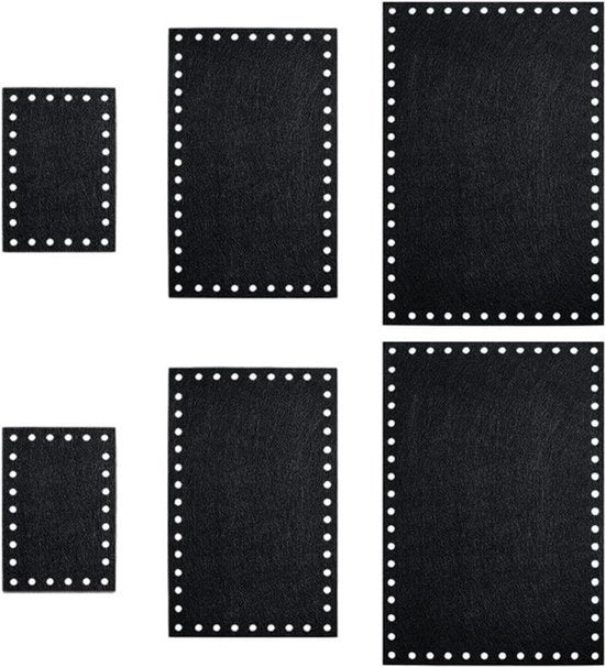 Borse per aghi da cucire - Set di 6 - Tasche rettangolare - Nero - Borse per aghi da cucire rettangolari - DIY