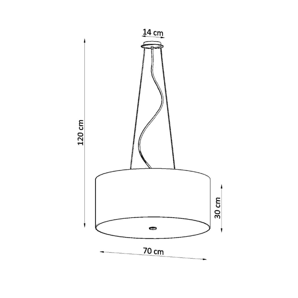 Lampada a sospensione in acciaio e vetro della serie 2BM Otto, tessuto nero, 6xE27, 70x120cm
