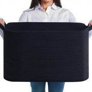 Opvougbile Wasmacchina, grande capacità 63 litri, wicker wasmand, contenitore tessile con manico per coperte, abbigliamento, giocattoli, nero