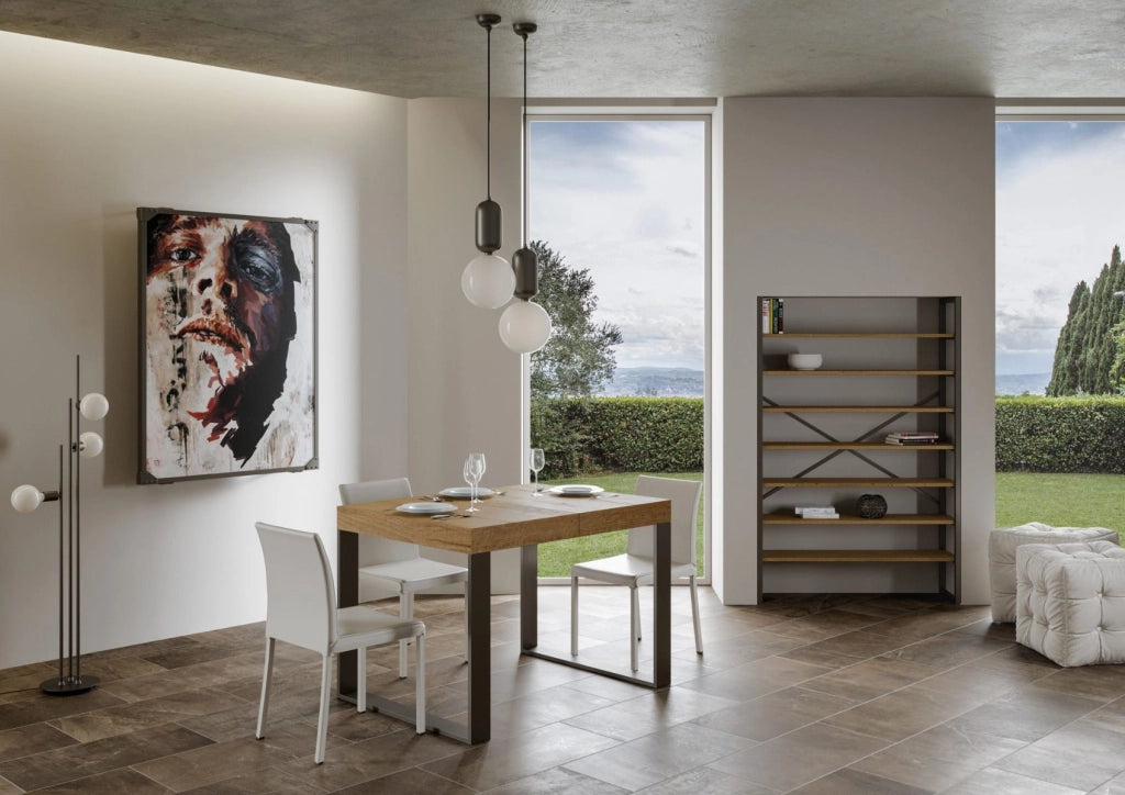 Tavolo allungabile 120x90/224 cm Tekno Premium Quercia Natura telaio Antracite