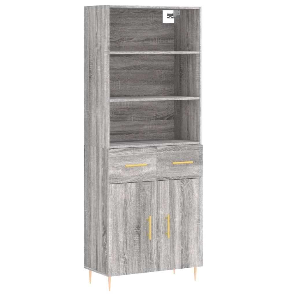 Buffet credenza cassettiera armadio mobile contenitore organizer cucina soggiorno salotto rovere Sonoma alto 69,5 x 34 x 180 cm legno ingegnerizzato grigio 02_0035484