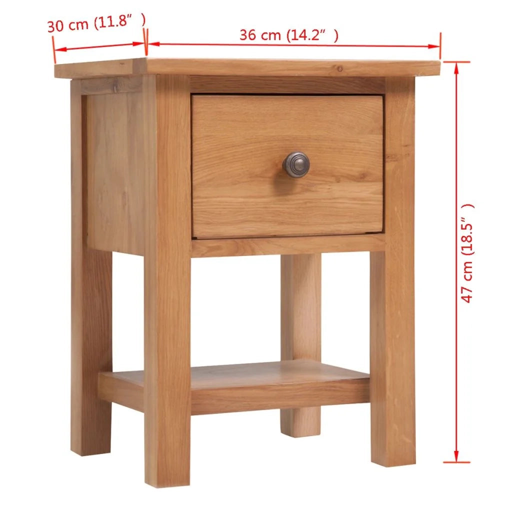 Comodino cassettiera mobile da camera da letto 36 x 30 x 47 cm legno massello di rovere 1402182