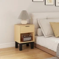 Set di 2 Comodini Moderni con Cassetto e Mensola Aperta 35x26x50 cm Rovere