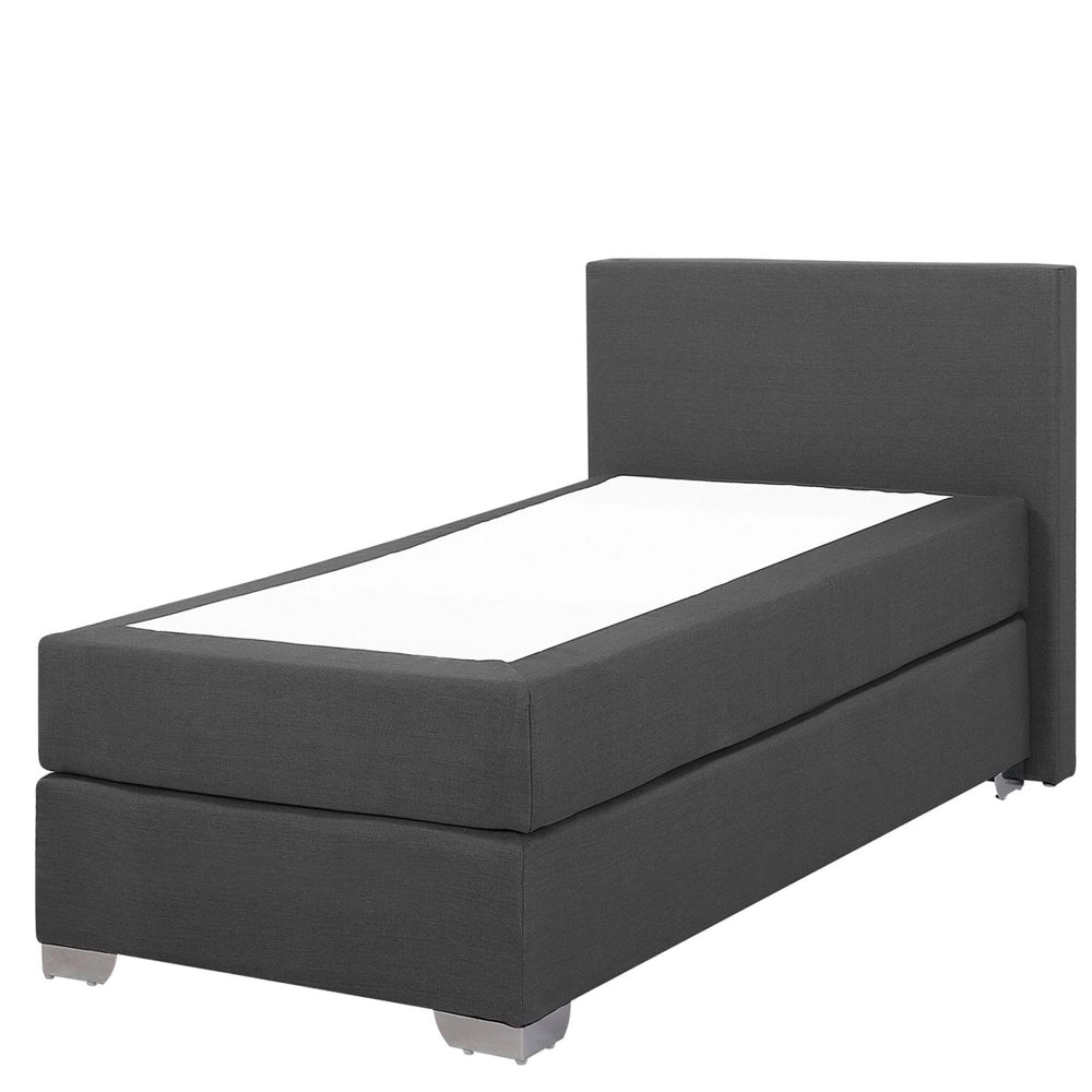 Letto continentale singolo da 90 x 200 in tessuto grigio con materasso contemporaneo