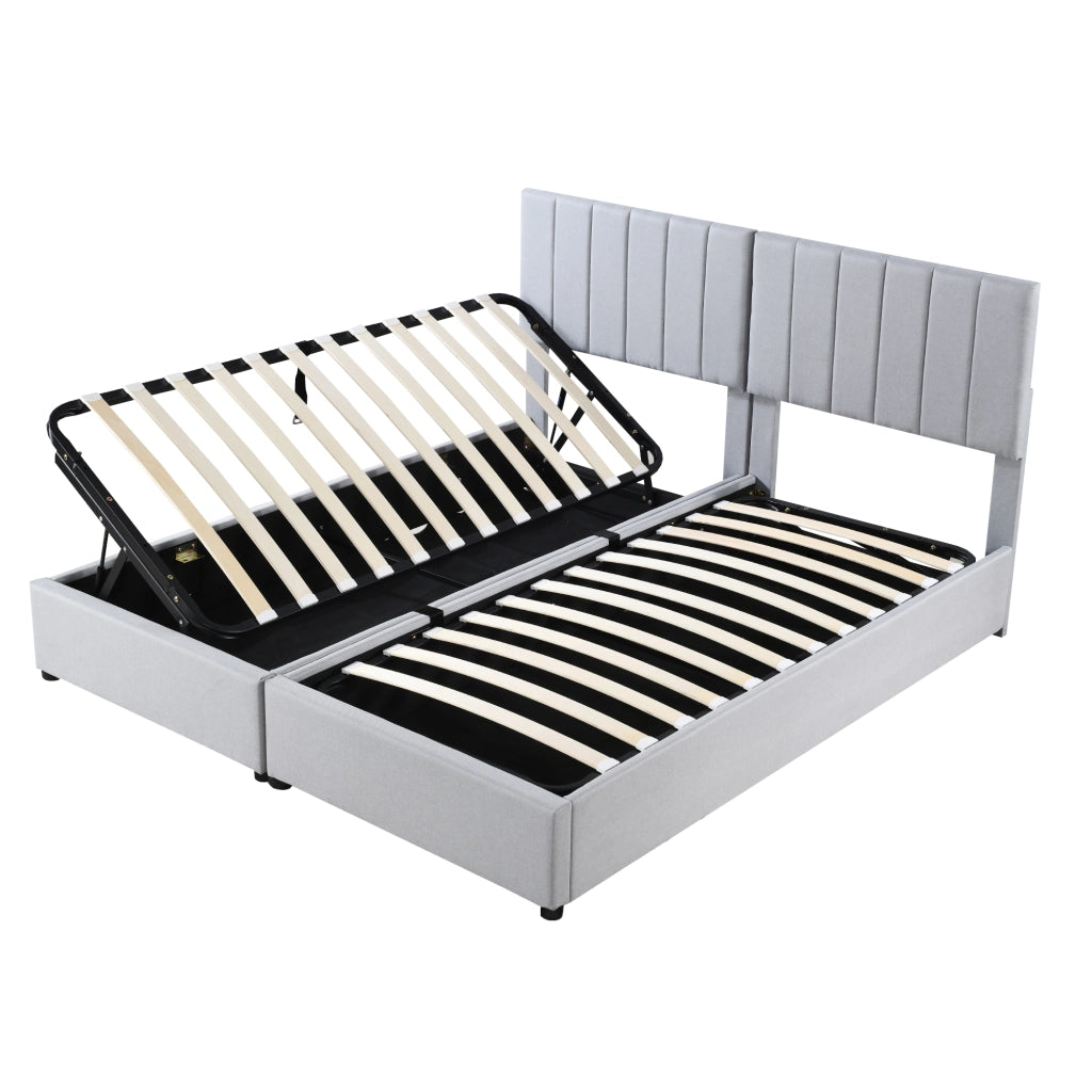 letto imbottito lino grigio 180 x 200 cm