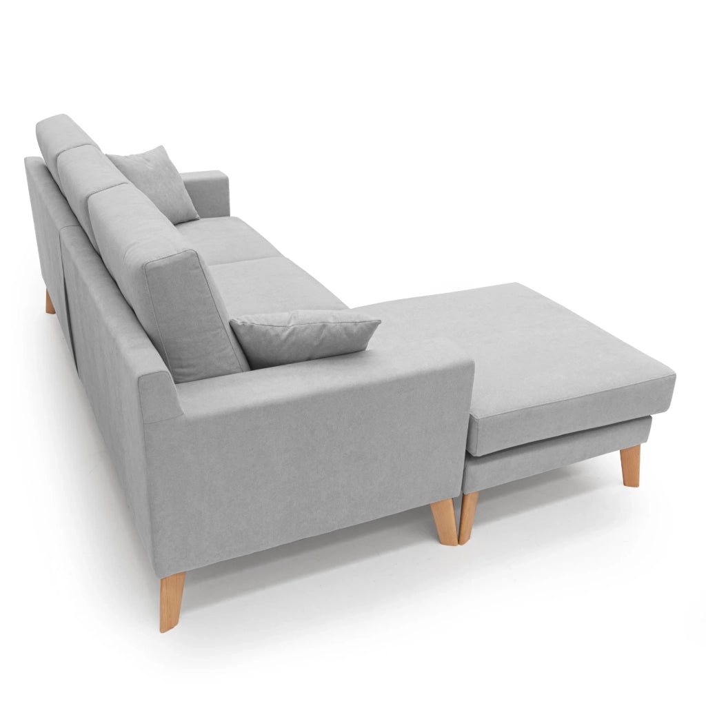 Danish Divano angolare REVERSIBILE in tessuto morbido impermeabile T02 237 cm grigio chiaro