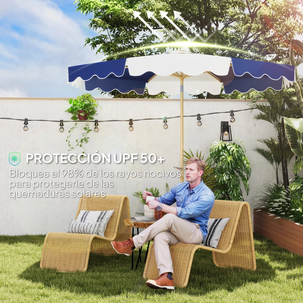 Ombrellone da giardino con protezione UV 50+ e tenda regolabile ¨C zephmum ¨C ?2,67x2,38 m, righe blu e bianco