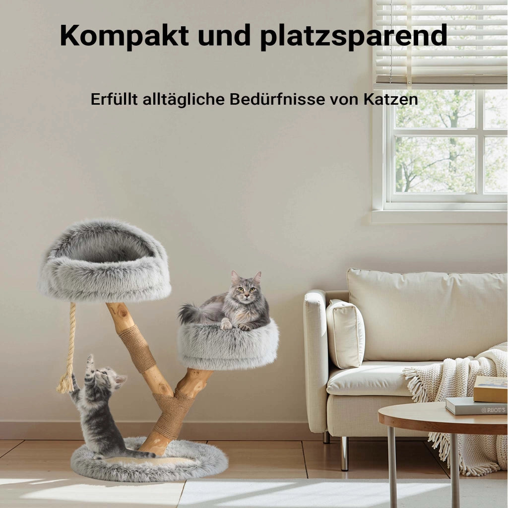 Fudajo Albero tiragraffi con design a rami 80 cm con peluche e legno di pero