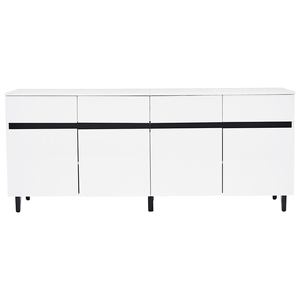Credenza Lucida con Cassetti - Xylo - 4 Cassetti, 2 Ante e Ripiani Regolabili