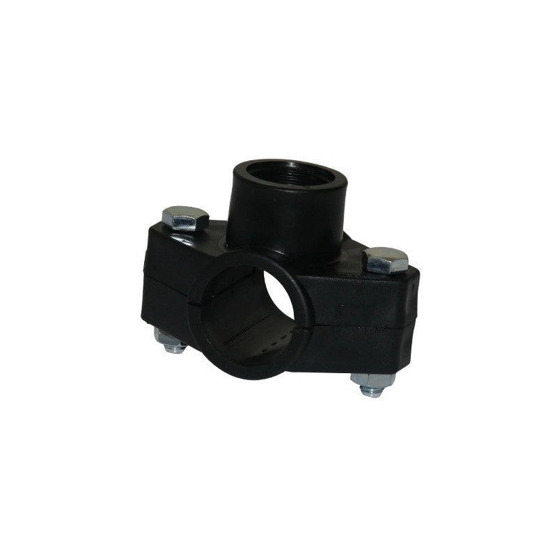 Presa a staffa 25 mm x 1/2" filettatura femmina – 10 bar 2 bulloni – G.F.