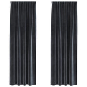 Tende Oscuranti | Tende Blackout 2 pz Grigio scuro 140 x 260 cm Velluto