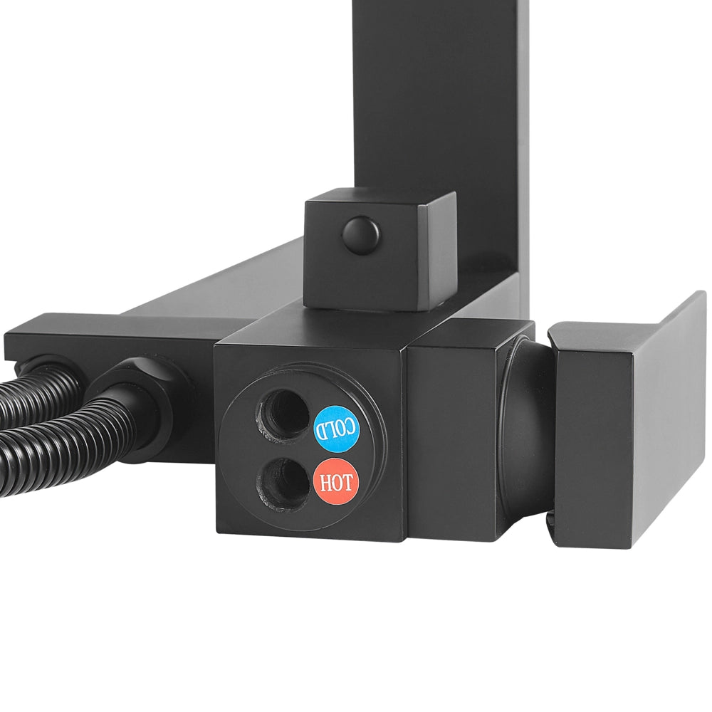 Miscelatore vasca da bagno freestanding Kit doccia rubinetto Nero montato a pavimento
