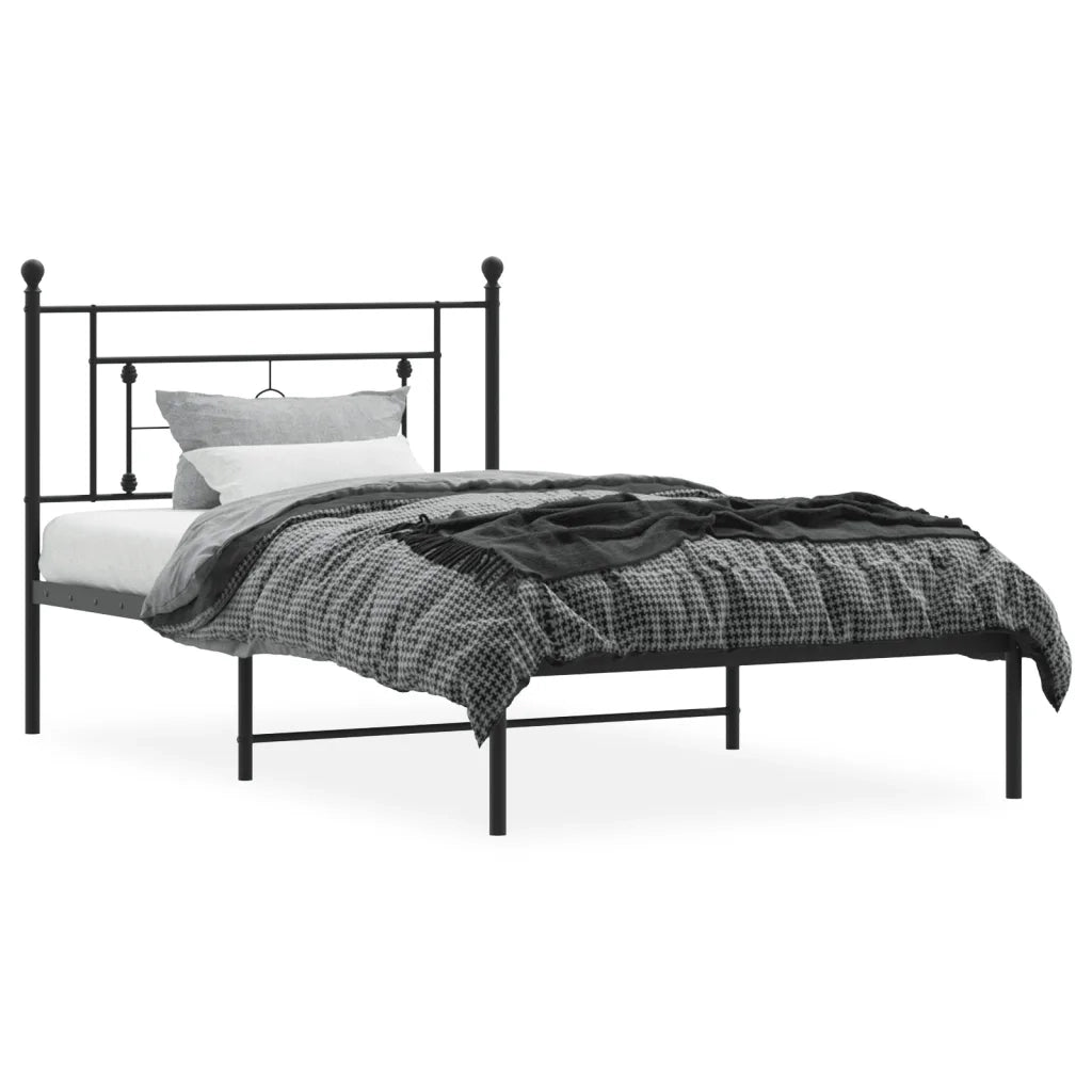 Giroletto con Testiera in Metallo Nero 107x203 cm 374335