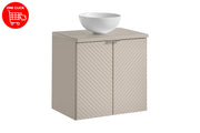 Set mobili bagno 60 cm con piano e lavabo da appoggio Domi Viva Cashmere 60 x 1401 x 40 cm