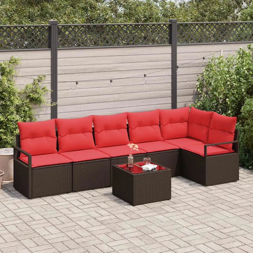 Set di divani 7 pcs Marrone polyrattan