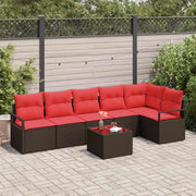 Set di divani 7 pcs Marrone polyrattan