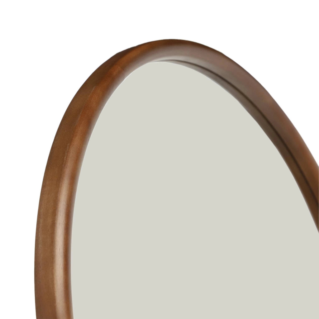 Specchio da terra ad arco in legno di hevea con base in acciaio, 170