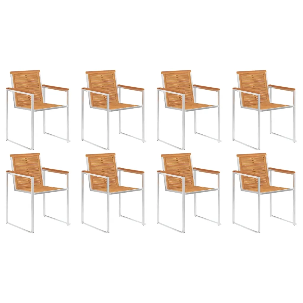Sedie da Giardino con Cuscini 8 pz in Legno Massello di Acacia 3078538