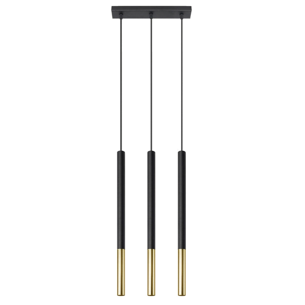 Lampada a sospensione Vitreo 3 luci nero/oro Pure Lume