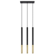 Lampada a sospensione Vitreo 3 luci nero/oro Pure Lume