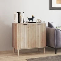 Mobile Contenitore in Legno a 2 Livelli con Ripiano Regolabile su 3 Livelli, 78x40x77.5 cm, color Rovere