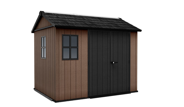 Casetta Box da Giardino 230x287x246 cm Newton Plus 759/975 Doppia Opzione Montaggio in Resina Evotech+ Nero