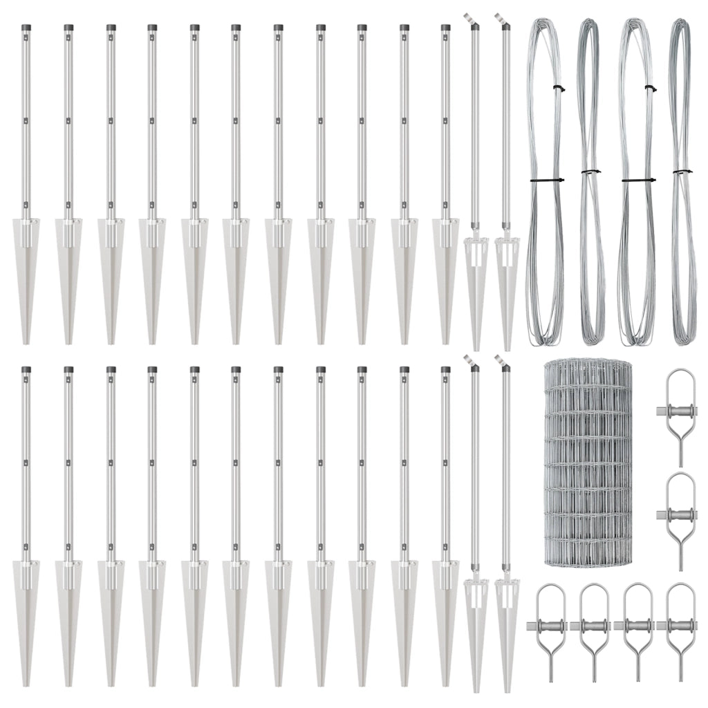 Recinzione Euro con 13 Picchetti 0.6x50 m in Acciaio Galvanizzato