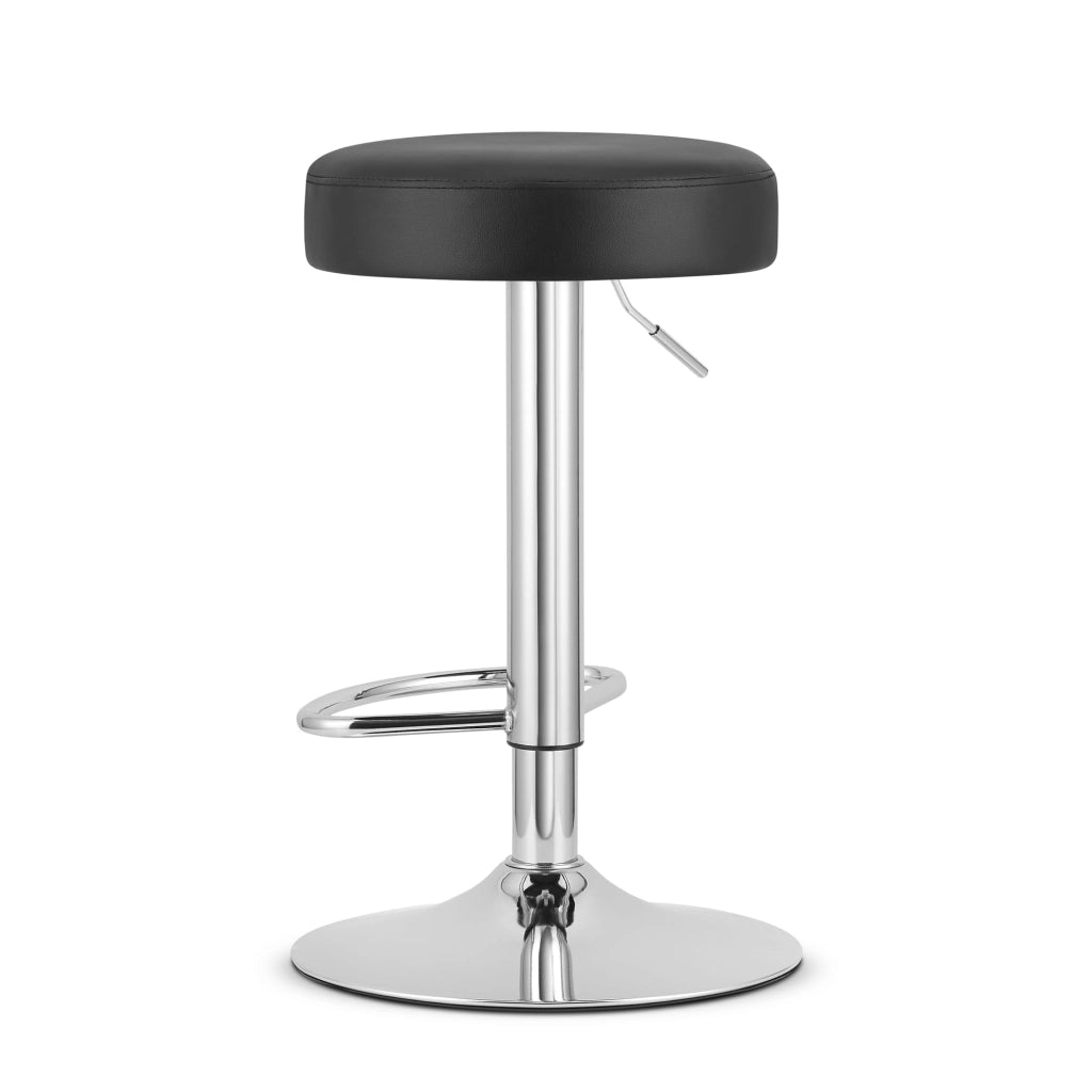 Sgabello girevole VALORA ROJST - Ecopelle nera / Base cromata x 2