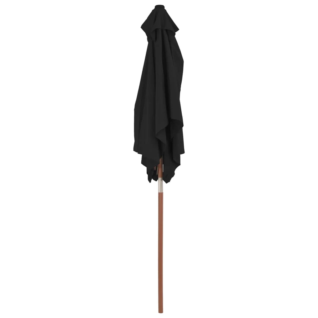Ombrellone da esterno con palo in legno 150 x 200 cm nero 02_0008257
