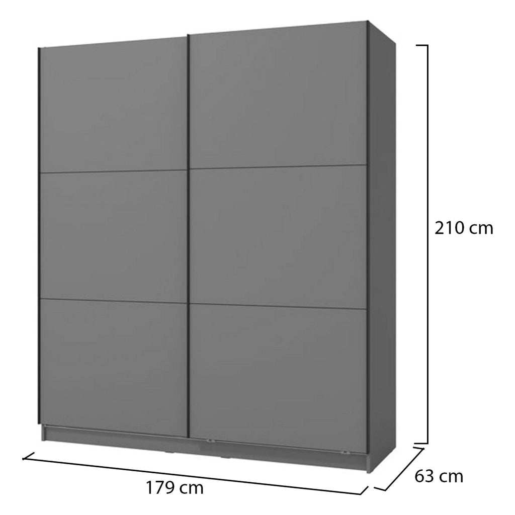 Armadio Camera da Letto Cerchio, Guardaroba Grande 5 Ripiani, 179x210h cm Nero Antracite