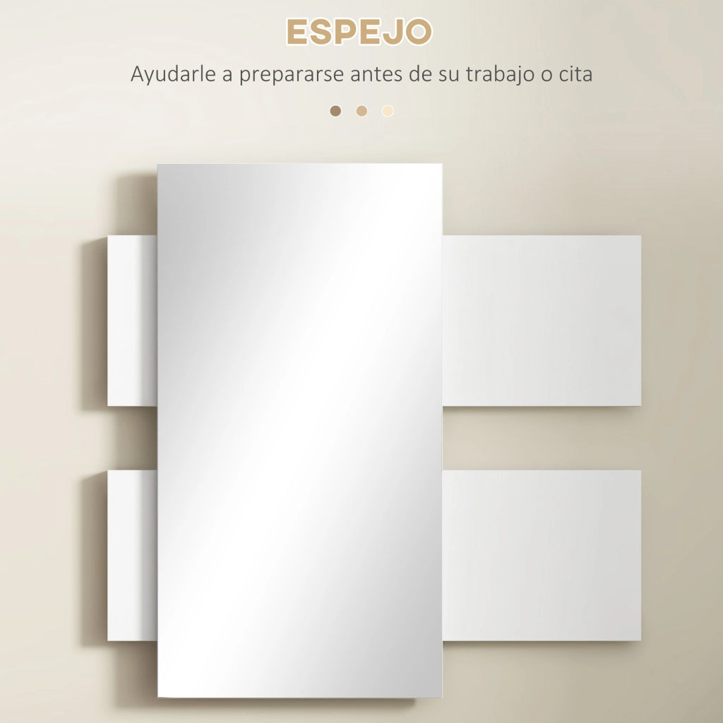 Mobile Ingresso con Specchio e Cassetto ¨C Zephmum ¨C Bianco e Grigio 75x3.5x75 cm