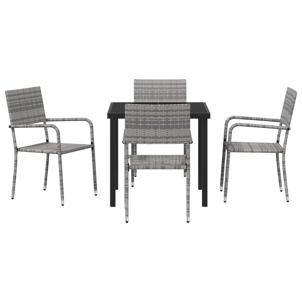 Set di Mobili da Giardino da 5 Pezzi Grigio Polyrattan