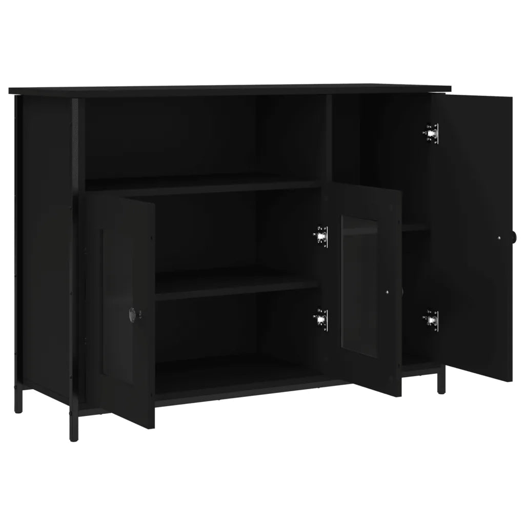 Credenza Nera 100x35x75 cm in Legno Multistrato 835509