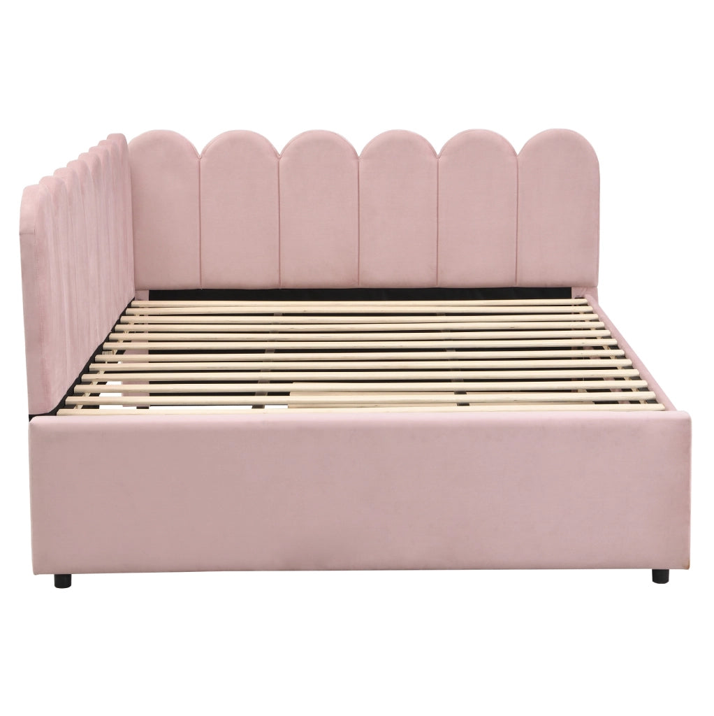 Divano letto 140x200 cm con letto estraibile e design a L in velluto