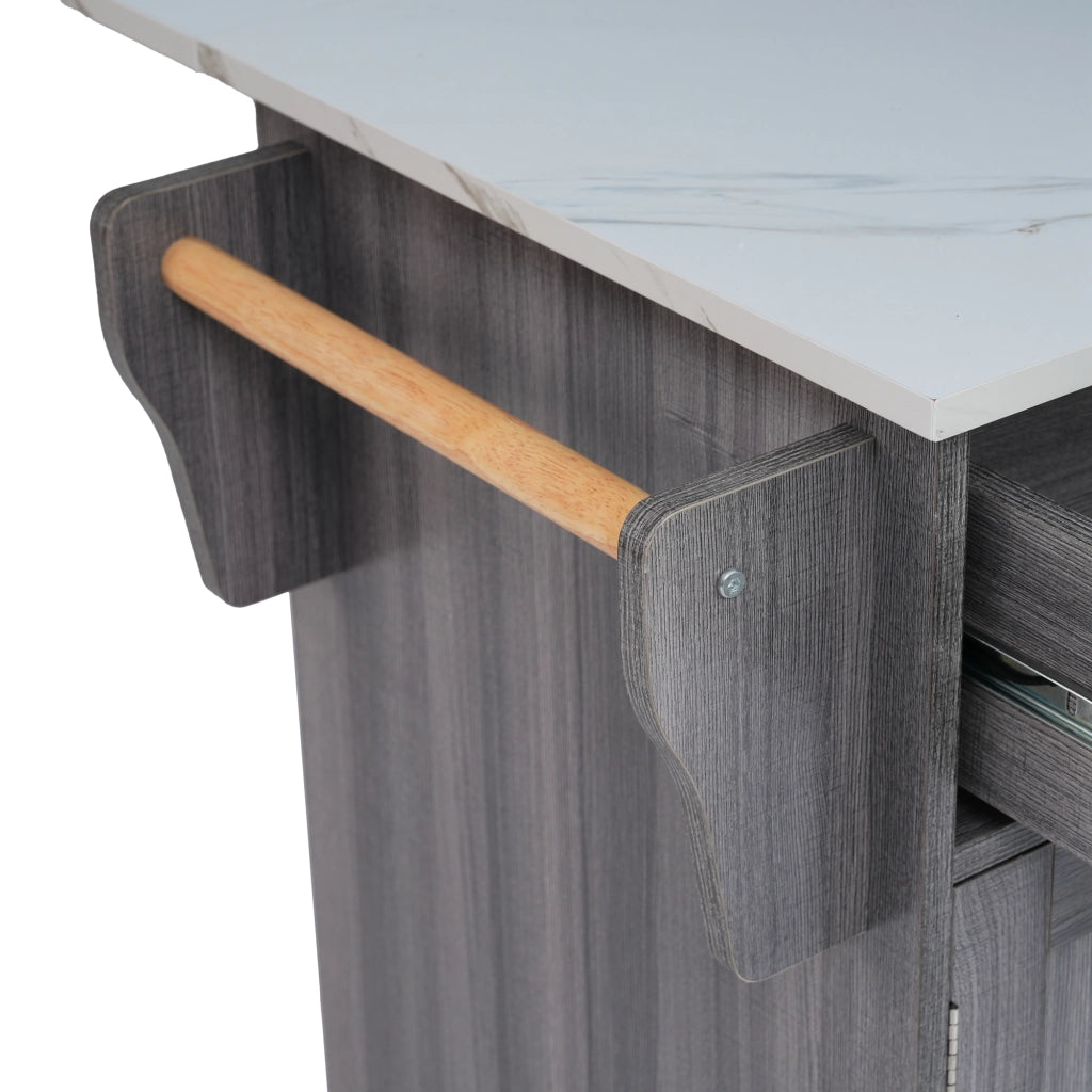 CARRELLO CUCINA 129x71x91,5 cm in MDF Grigio/Bianco con piano apribile