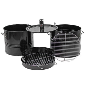 Barbecue Affumicatore a Carbone Carbonella 46,5x42,5x101 cm Griglia Ø47 cm Barrel Nero