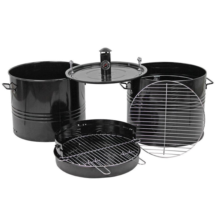 Barbecue Affumicatore a Carbone Carbonella 46,5x42,5x101 cm Griglia Ø47 cm Barrel Nero
